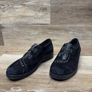 Stonefly Black Suede Silver Studded Slip On Shoes Women's Size EU 37